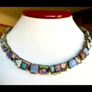 Sorrelli glass and precious gemstone necklace